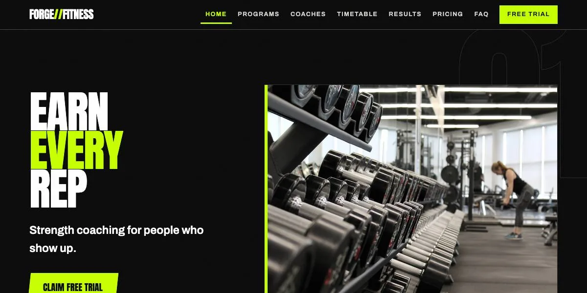 Gym website concept build: Forge Fitness