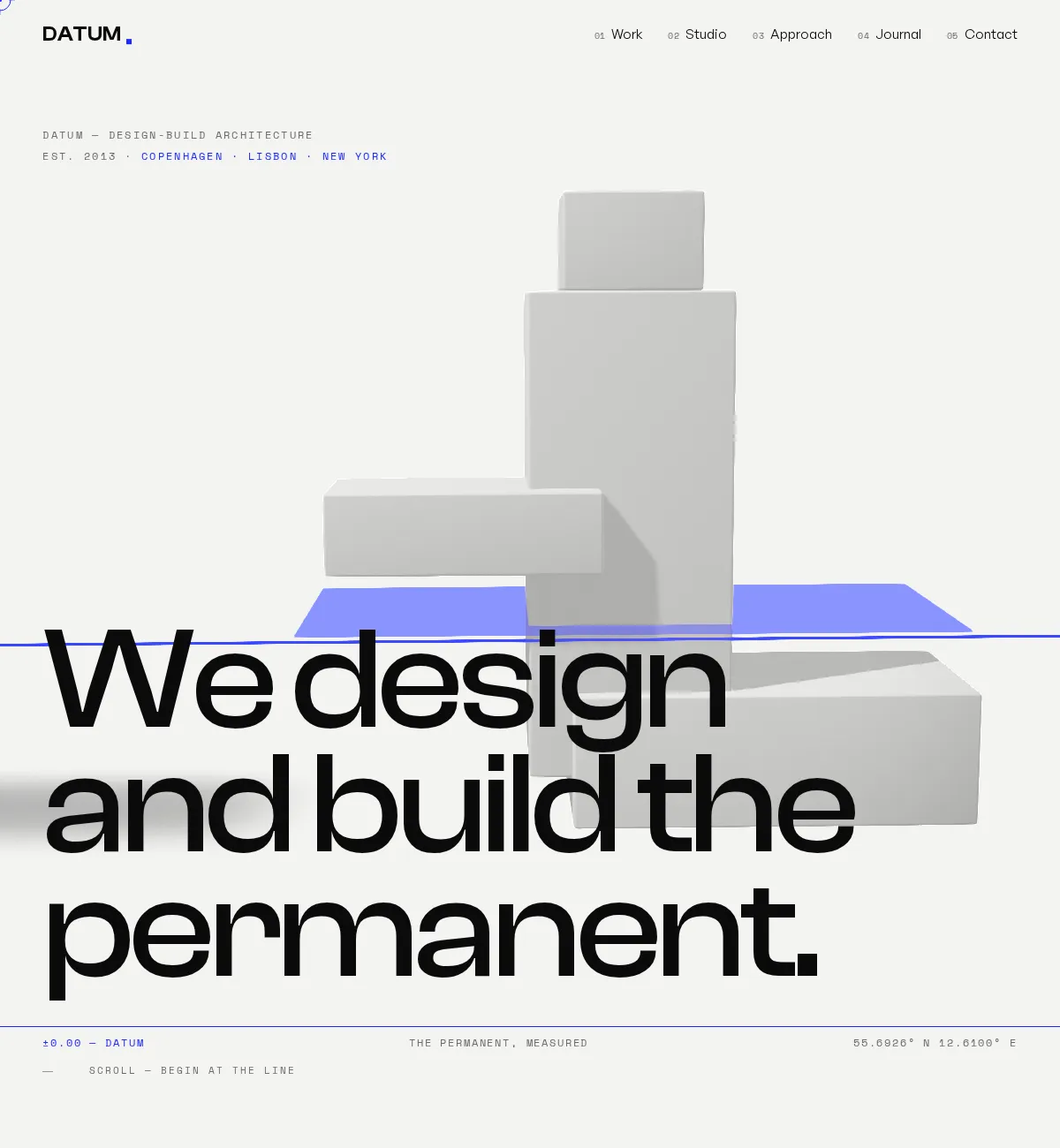 Architecture studio website concept build: the DATUM homepage