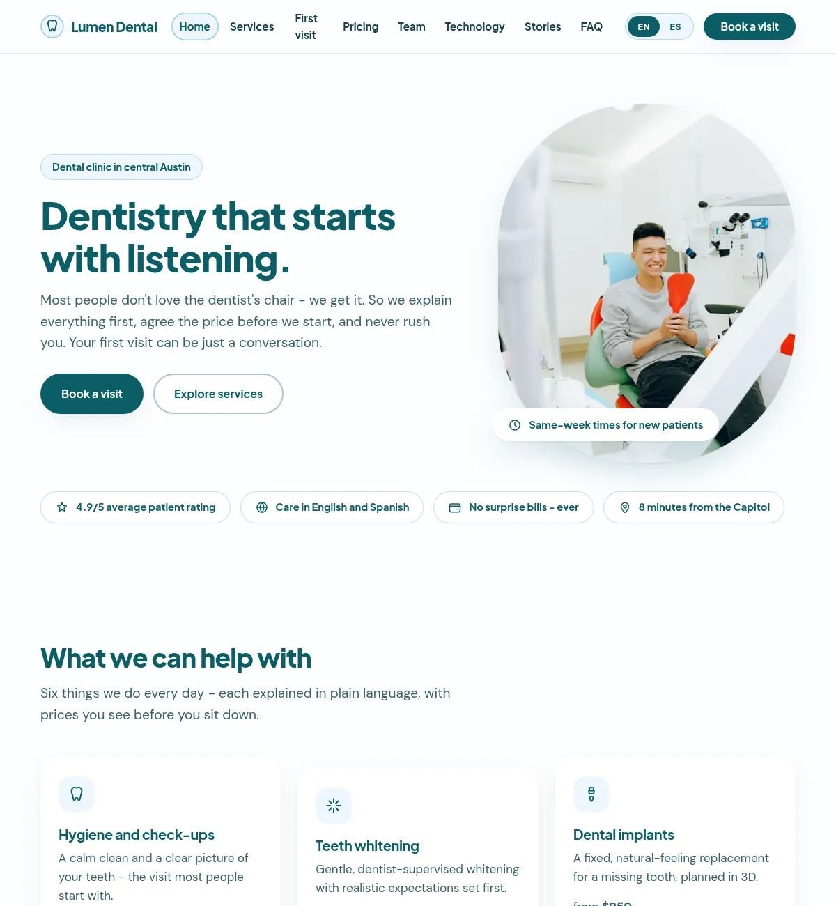 Lumen Dental, a Business tier concept build